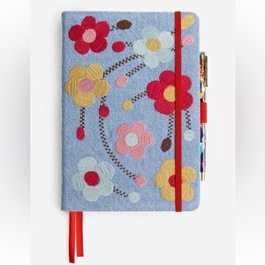 Floral Embroidered Denim Notebook‎